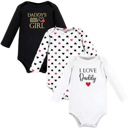 Pañaleros de algodón de manga larga unisex Hudson Baby, para niña, papá, rojo, negro, paquete de 3, de 12 a 18 meses