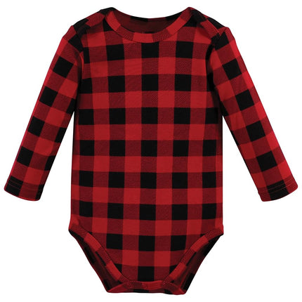 Hudson Baby unisex-baby Cotton Long-sleeve Bodysuits, Christmas Tree 3-pack, 3-6 Months
