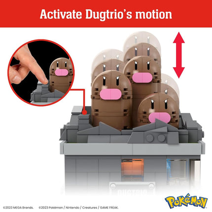 MEGA Pokémon Building Toys Set Mini Motion Dugtrio with 350 Pieces, Pop Up Motion, 5 Inches Tall, for Adult Collectors, HTH73