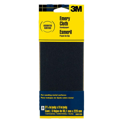 3M Assorted Grit Emery Cloth Sandpaper, 3.67-Inch 