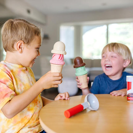 Melissa & Doug Scoop and Stack Ice Cream Cone Wooden Magnetic Pretend Play Food Set, Preschool Toy Play Ice Cream Set, Pretend Food, Toy For Toddlers And Kids Ages 3+ - FSC Certified - FSC Certified