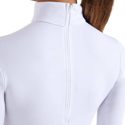 Capezio Womens Turtleneck Long Sleeve Top, White, XL