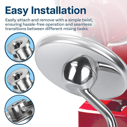 Stainless Steel 3 Piece Kit Attachments for KitchenAid 4.5-5 Quart Tilt-Head Stand Mixers Artisan Series & Classic Series by MMOBIEL – K45 6-Wire Whip, Flat Beater and Dough Hook – Dishwasher Safe