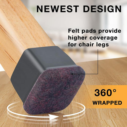 Jeaoouu 24-Pcs Extra Large Square Silicone Chair Leg Floor Protectors