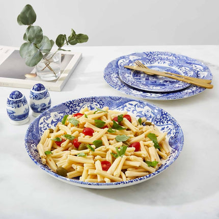 Spode x Blue Italian Pasta Bowl - Quality Made in England Earthenware, Classic Blue & White Design with Imari Border, Dishwasher & Microwave Safe, 30cm