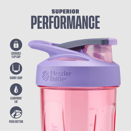 Bouteille de sport BlenderBottle avec fouet en spirale, 828 ml, violet – Shakes protéinés et hydratation pour athlètes et passionnés de fitness, mélange facile, durable et légère, couvercle verrouillable
