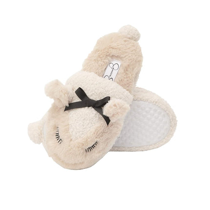 Jessica Simpson Girls Cute and Cozy Plush Slip on House Slippers with Memory Foam, Ivory Lamb