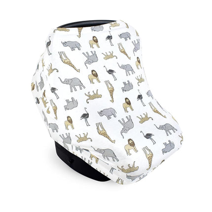 Hudson Baby Unisex Baby Multi-use Car Seat Canopy, Modern Neutral Safari, One Size