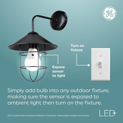 GE LED+ CA11 Dusk to Dawn LED Light Bulbs, Automatic On/Off Outdoor Security Lights, Daylight, E26 Medium Base, 2 Count (Pack of 1)
