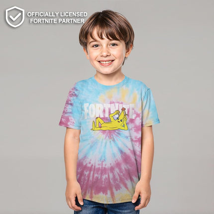 FORTNITE Boys' Peel Yourself Logo T-Shirt, Blue/Pink/Light Yellow, X-Large