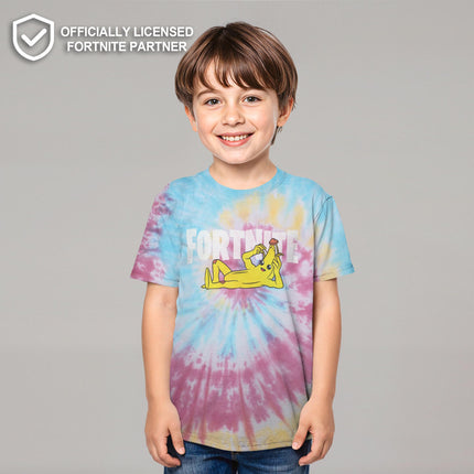 FORTNITE Boys' Peel Yourself Logo T-Shirt, Blue/Pink/Light Yellow, X-Large