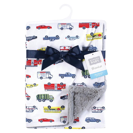 Hudson Baby Manta de peluche unisex para bebé con ribete y parte trasera de piel, Going Places, talla única
