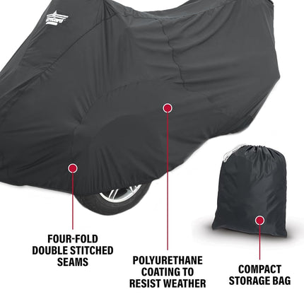 UltraGard Essentials Can-Am RT 2010-2019 Full Cover - Weather & Water Resistant Protection, Elastic Hem, Antenna Flaps, Rustproof Grommets, Windshield Liner, Zippered Pouch - Black