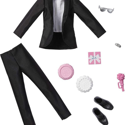 Barbie Fashion Pack: Bridal Outfit for Ken Doll with Tuxedo, Shoes, Watch, Gift, Wedding Cake with Tray & Bouquet, Gift for Kids 3 to 8 Years Old,White