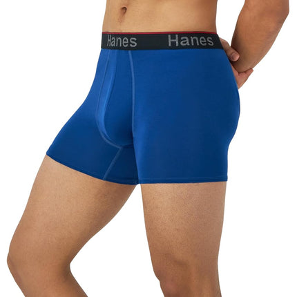 Hanes Men's Total Support Pouch Boxer Brief Underwear, Anti-Chafing, Moisture-Wicking Odor Control, 3-Pack, Trunks-Black/Blue/Olive – 3 Pack, L (Pack of 3)