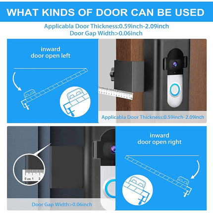 Ring Doorbell Mount, No-Drill Fit for Most Video Doorbell, Apartment Door Holder for Ring Doorbell 1/2/3/3 Plus/4/Pro/2021