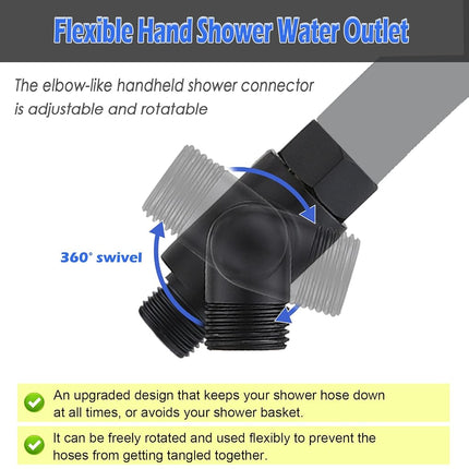 YDmeet Metal Shower Diverter Valve, 3 Way Shower Head Diverter for Handheld Showerhead and Fixed Rainfall Shower Head, Universal G1/2 Bathroom Shower System Replacement Part, Matte Black