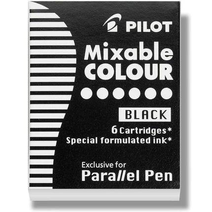 Pilot Parallel Pen Ink Refills for Calligraphy Pens, Black, 6 Cartridges Per Pack -77305