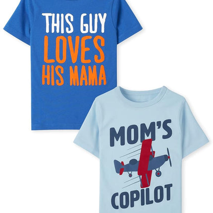 Camisetas gráficas de manga corta de The Children's Place para bebés y niños pequeños, paquete múltiple, Love Mama/Moms Copilot, 12-18 meses