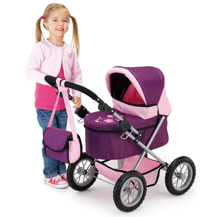Bayer Design Dolls pram Trendy with bag, height-adjustable handle, foldable