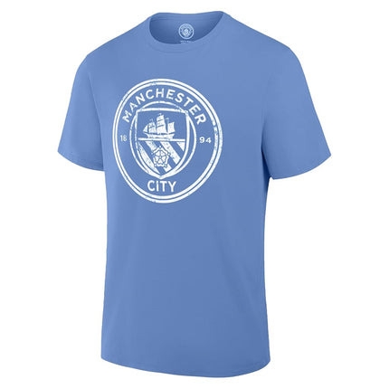 Icon Sports English Premiership Manchester City Mens Vintage Logo Short Sleeve T-Shirt, Light Blue, Small (MC163CT-LB)