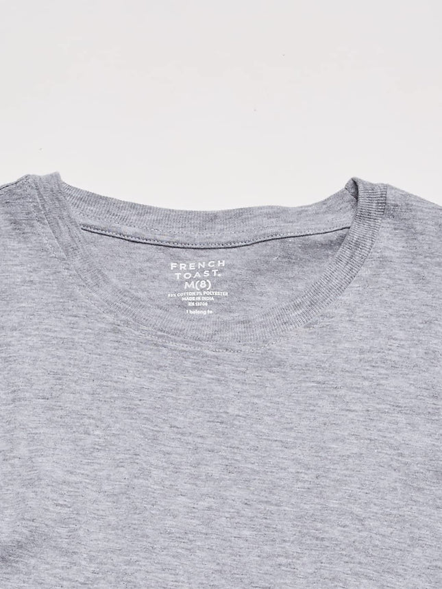 Camiseta de manga larga con cuello redondo para niños French Toast, gris jaspeado, 4-5