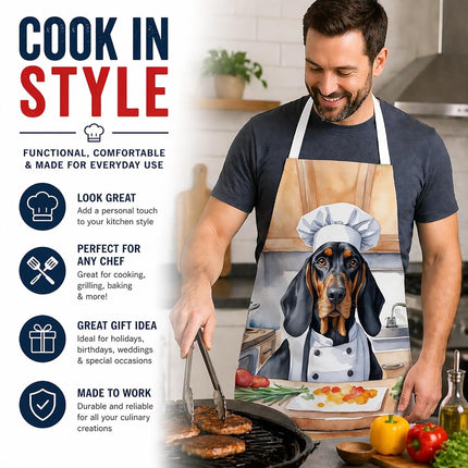 Caroline's Treasures Black and Tan Coonhound The Chef Apron Cooking Kitchen Server Baking Crafts Gardening for Adult Women Men, Unisex, Large, Multicolor
