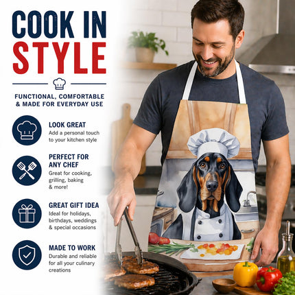 Caroline's Treasures Black and Tan Coonhound The Chef Apron Cooking Kitchen Server Baking Crafts Gardening for Adult Women Men, Unisex, Large, Multicolor