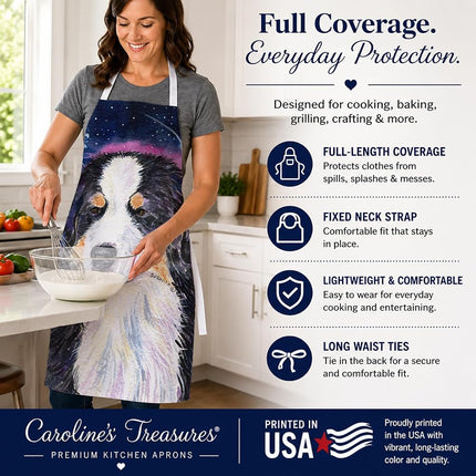 Caroline's Treasures SS8446APRON Starry Night Bernese Mountain Dog Apron, Large, Multicolor