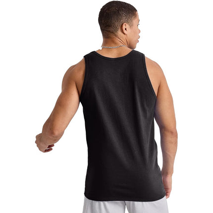 Hanes Men's Essentials Top Pack, Midweight Cotton Tanks, Sleeveless Shirts, 3-Pack, Black, Medium