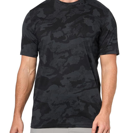 Camiseta de manga corta Under Armour Project Rock All Over Print para hombre, (001) Negro / Blanco, S