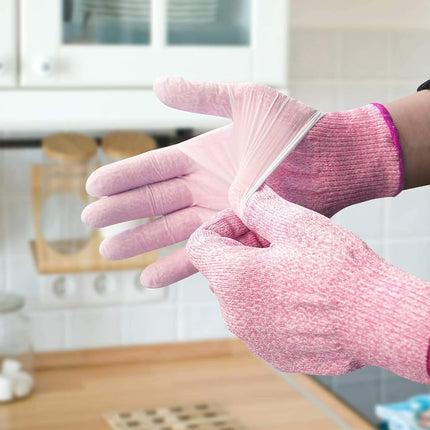 Gants anti-coupure Evridwear de qualité alimentaire, protection de sécurité pour la cuisine (taille M, rose)
