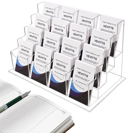 Clear Vertical Business Card Holder for Desk, Offi