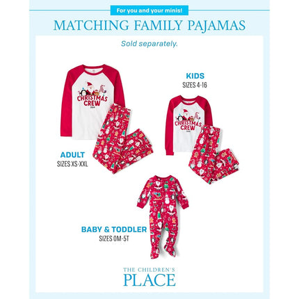 The Children's Place Pyjamas de Noël assortis pour bébé et famille, polaire, équipage de Noël rouge '24, Grande taille