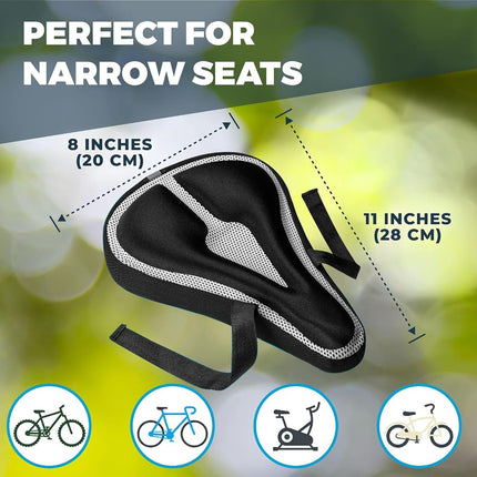 Roam Gel Bike Seat - Extra Soft Gel Bicycle Seat - Bike Saddle Cushion with Water & Dust Resistant Cover (Black)