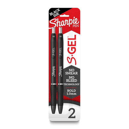 Sharpie S-Gel Pens, Carded Packaging, 1mm, 2/Pkg, Black