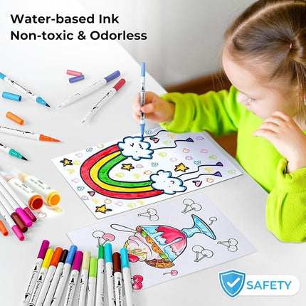 Ohuhu Colouring Pens 160 Fineliner & Brush Water-Based for Art Colouring