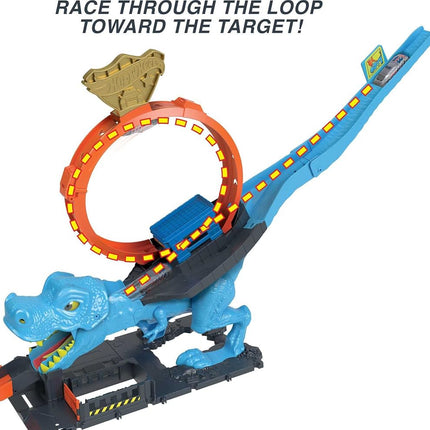 Hot Wheels City T-Rex Chomp Down Track Set & 1 Toy Car
