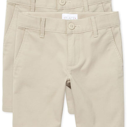 The Children's Place Girls' Uniform Chino Shorts 2-Pack Bisquit 16