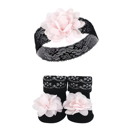 Hudson Baby baby-girls Headband and Socks Set, Lace, 1 Count (Pack of 1)