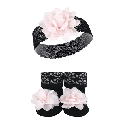 Hudson Baby baby-girls Headband and Socks Set, Lace, 1 Count (Pack of 1)