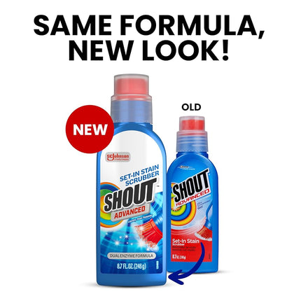 Shout Advanced Stain Remover for Clothes with Scrubber Brush, 8.7 oz