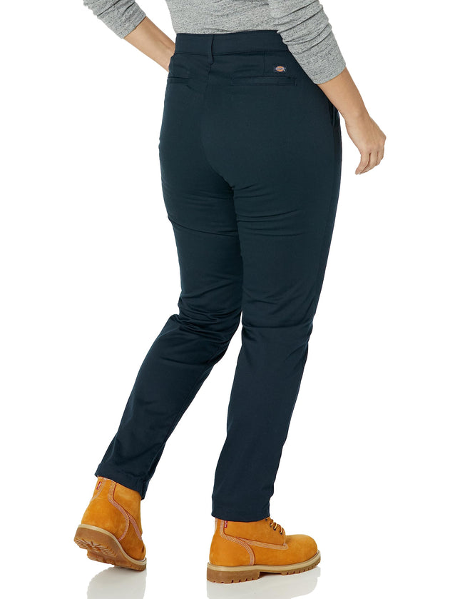 Dickies Women's Plus Skinny Twill Pants, Rinsed Dark Navy, 18