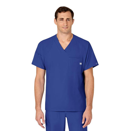 WonderWink Men's V-Neck Top, galaxy Blue, Large