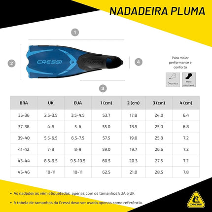 Cressi Adult Pluma Fins - Fluid Flutter Swimming Fins - Polypropylene Flippers - Snorkelling & Freediving Use - Dark - 10-11
