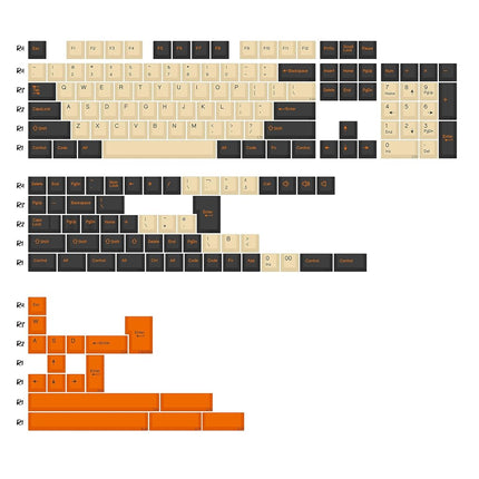 KBDiy Carbon PBT Double Shot Orange Keycap Set,174 Keys Retro Custom Key Cap Keycaps 60 Percent Cherry Profile Keycaps for 61/64/68/84/87/100/104/108 Mechanical Keyboard