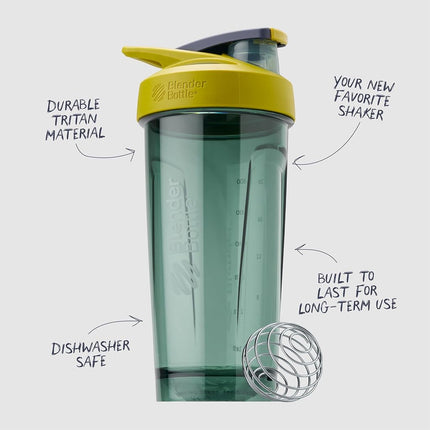 BlenderBottle Sport Shaker avec fouet mélangeur, 828 ml, Jaune – Shakes protéinés et hydratation pour athlètes et passionnés de fitness, mélange facile, durable et léger, couvercle verrouillable