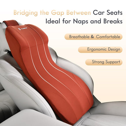 FLORICH 2-in-1 Lumbar Support with Headrest Pillow for Car Ergonomic Memory Foam Car Seat Back Cushion Integrated Lumbar Pillow with Car Neck Pillow for Driving Seat Relief Back Sciatica Pain, Red