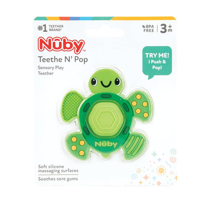 Teethe N' Pop Sensory Play Teether, BPA Free, 3+m, Turtle