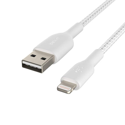Belkin CAA002bt2MWH Braided Lightning Cable (Boost Charge Lightning to USB Cable for iPhone, iPad, AirPods) MFi-Certified iPhone Charging Cable, White, 2 m